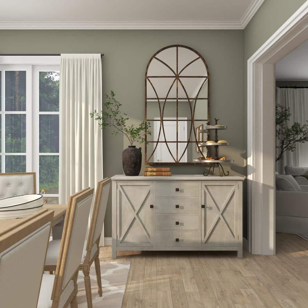 One Allium Way® Metal Window Pane Inspired Room Wall Mirror with Arched Top