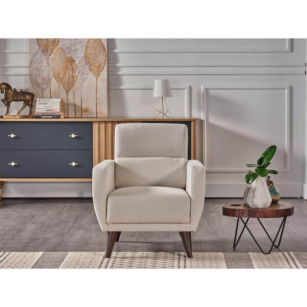Lugano Mid-Century Modern Beige Accent Chair with Storage