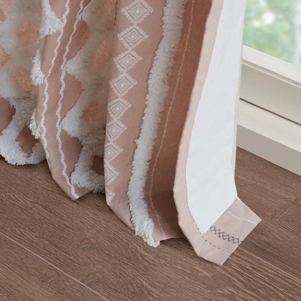 INK+IVY Imani Cotton Printed Boho Single Curtain Panel with Chenille Stripe and Lining