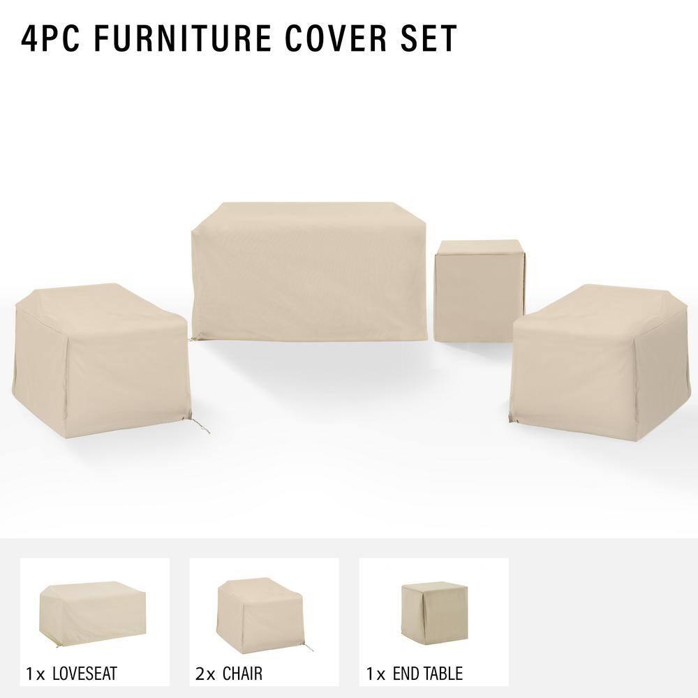 30 x 58 x 36.5 in. Outdoor Furniture Cover Set, Tan - 4 Piece