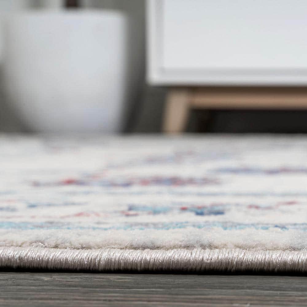 3' X 5' Modern Persian Vintage Moroccan Traditional Area Rug, Ivory/Blue/Red - JONATHAN Y