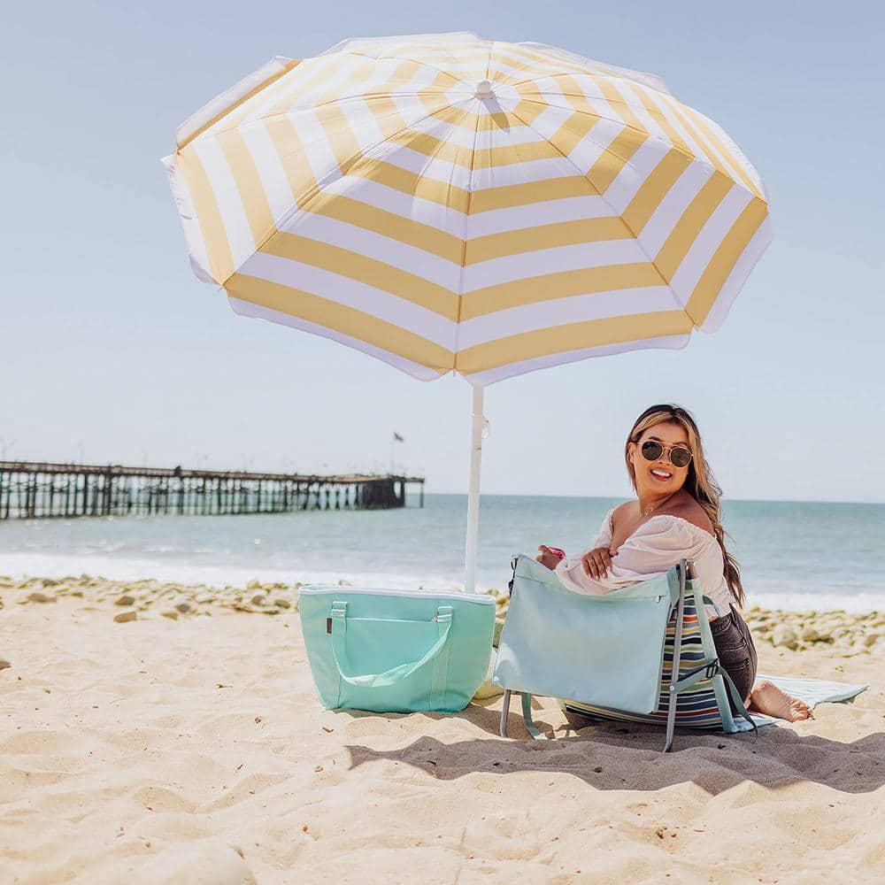 Oniva Portable Beach Stick Umbrella - Yellow Cabana Stripe