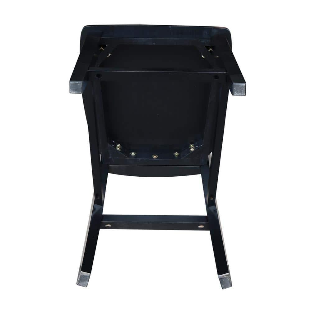 24" San Remo Counter Height Barstool Black - International Concepts: Solid Wood, Traditional Square Design, Durable Parawood