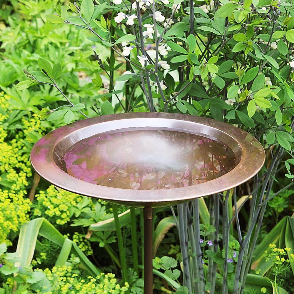 12.75 in. Dia Antique Copper Classic II Birdbath with Stake