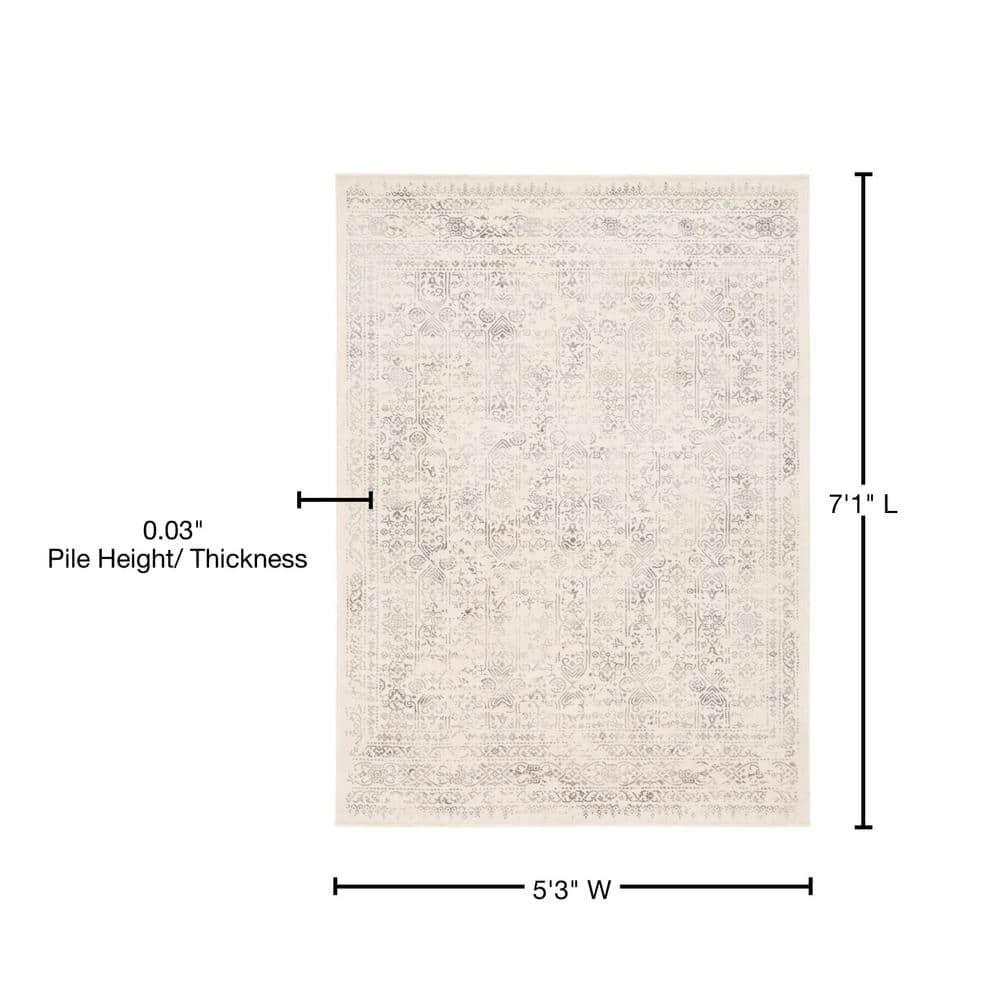 Livabliss Roma Vintage Oriental Area Rug,5'3" x 7'1",Cream/Grey