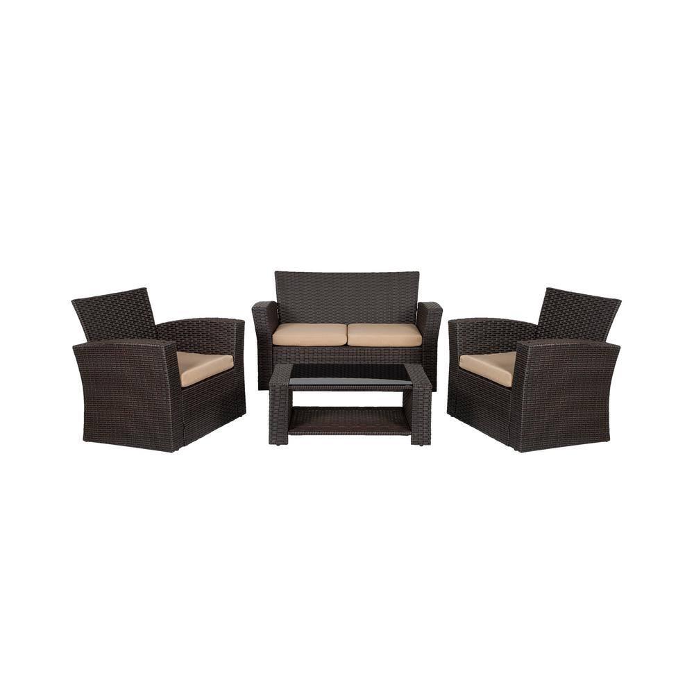 Grandview Outdoor Chocolate 4-piece Patio Conversation Set Beige