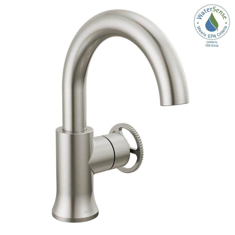 Trinsic Single Hole Bathroom Faucet with Wheel Handle, Single Handle Bathroom Sink Faucet