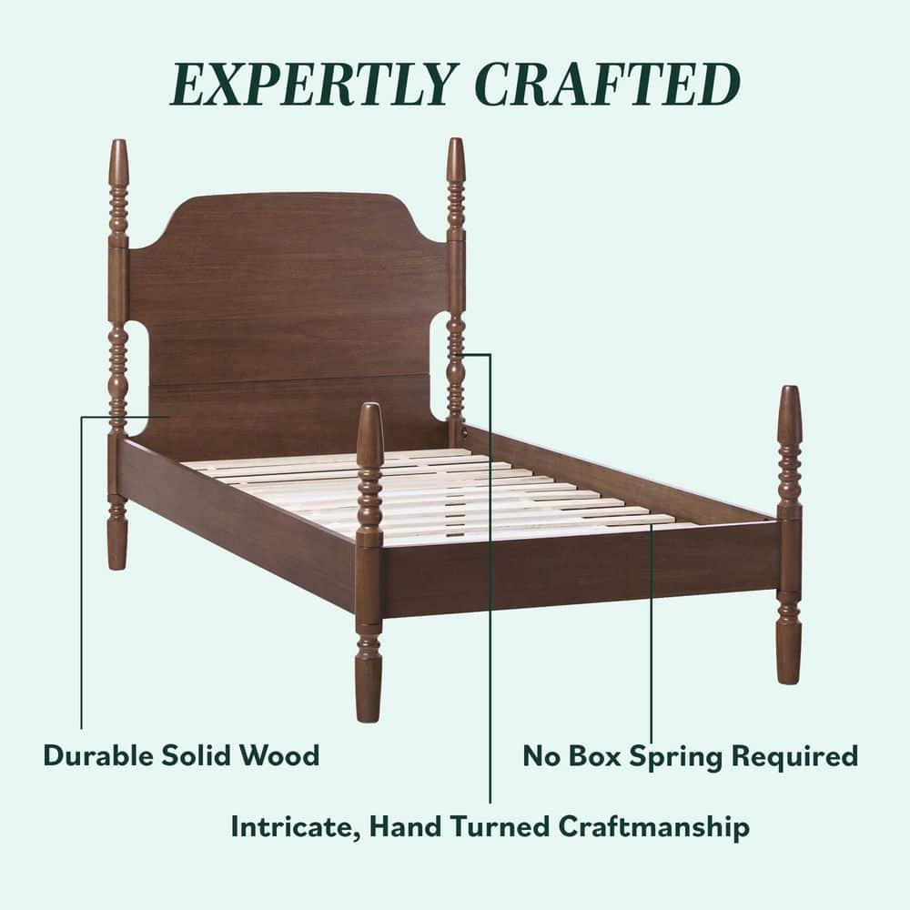 Vivienne Traditional Easy Assembly Solid Wood Twin Spindle Bed