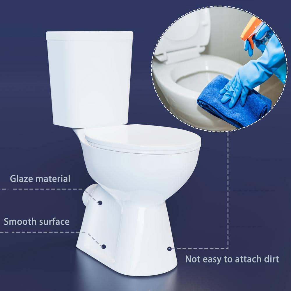 19 in. Tall Toilet 2-Piece 1.0/1.6 GPF Rear-Outlet Dual Flush Round Toilet in White,