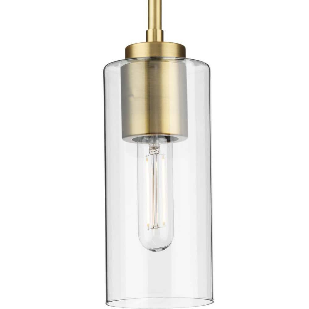 Progress Lighting Cofield 1-Light Pendant, Vintage Brass, Glass Shade
