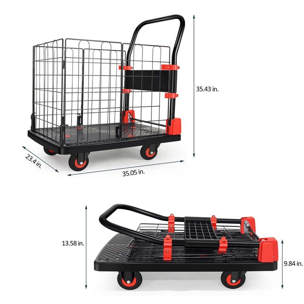 660 lbs Black Steel Foldable Platform Hand Truck Cart