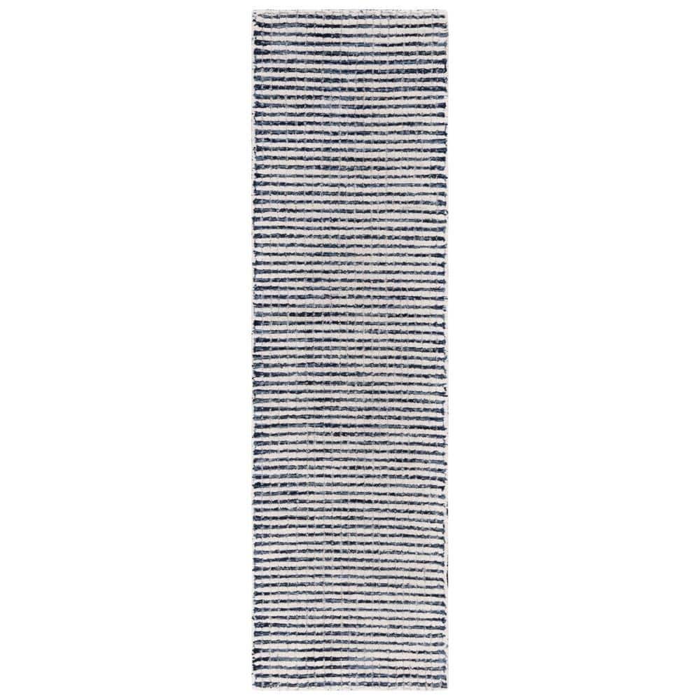 Abstract ABT853 Handmade Indoor Runner - Blue/Ivory - 2'-3"x8' - Safavieh