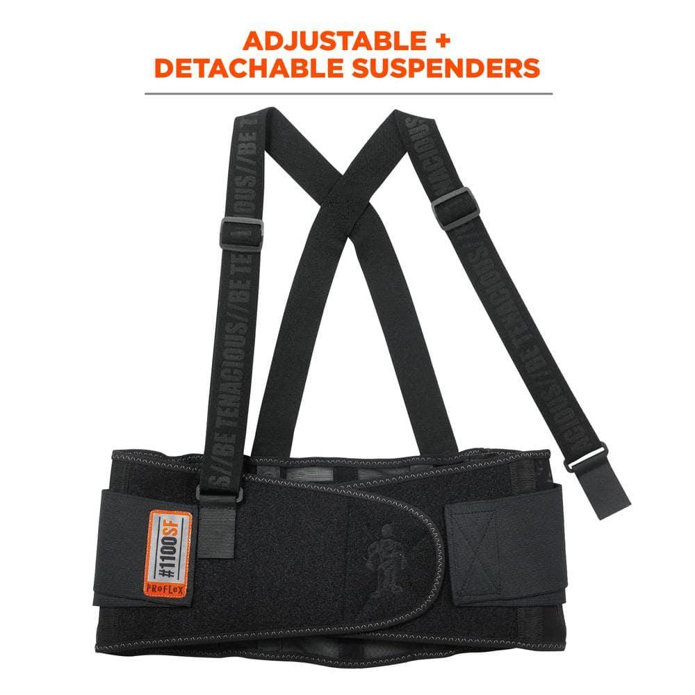 Ergodyne 11604 ProFlex 1100SF Back Support Brace, 8" Spandex Belt, Patented Stays Provide Added Support, Large,Black