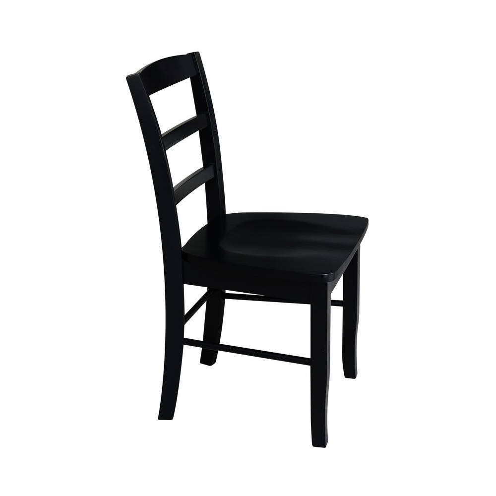Set of 2 Madrid Ladderback Chairs Black - International Concepts: Solid Wood, Armless, Transitional Style
