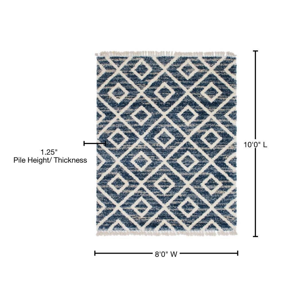 Hygge Shag Diamond Blue 8 ft. x 10 ft. Area Rug