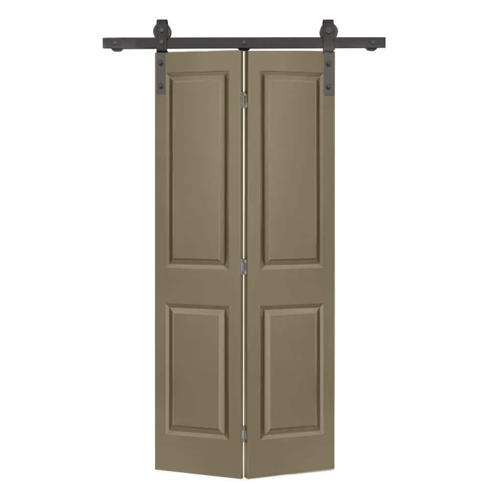 Calhome Paneled MDF Composite Bifold Barn Door with Installation Hardware Kit