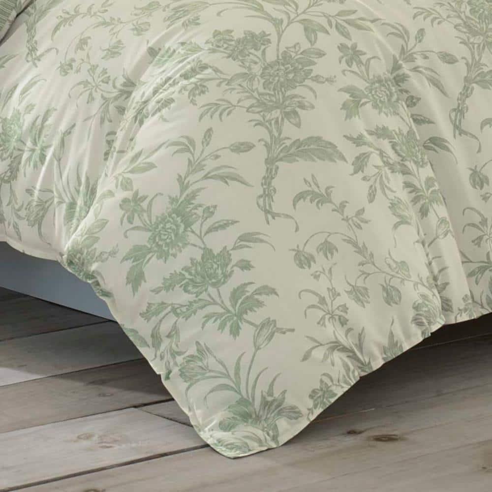 Laura Ashley Laura Ashley Natalie Green Floral Cotton Comforter Bonus Set