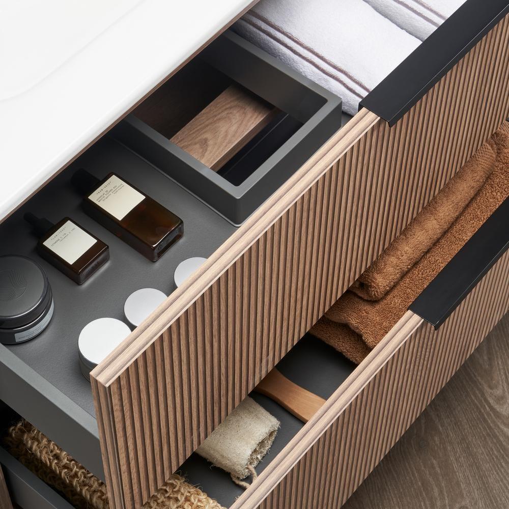 Demeter Art Black 40 in. W x 18.1 in. D x 22.8 in. H Deco Wall Mounted Vanity with Single Sink and White Ceramic Top