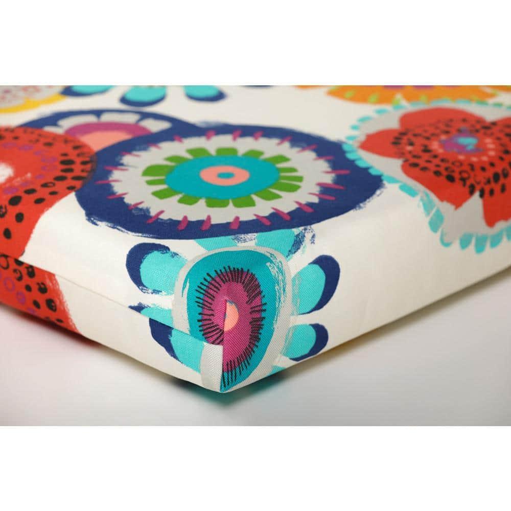 20"x20"x3" 2pc Crosby Floral Outdoor Squared Corners Chair Cushions - Confetti - Pillow Perfect: Weather-Resistant with Ties