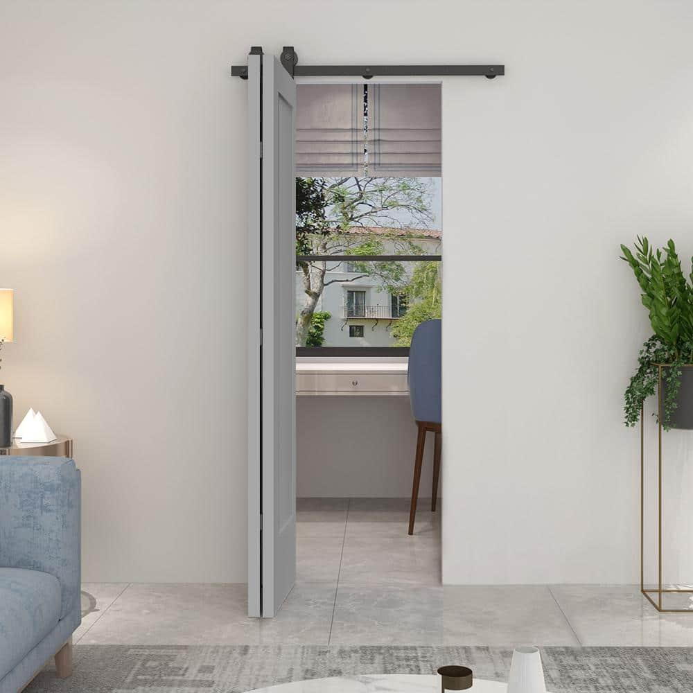 Calhome Paneled MDF Composite Bifold Barn Door with Installation Hardware Kit