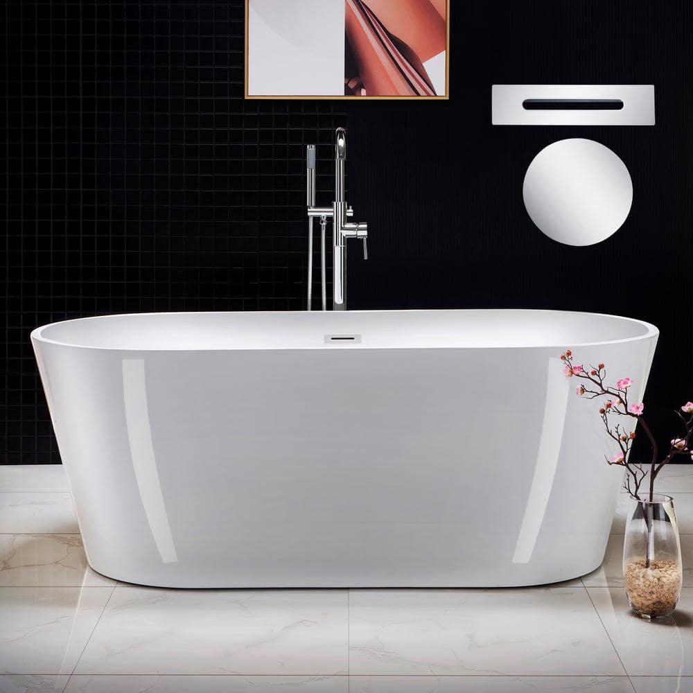 67" x 32" Freestanding Soaking Acrylic Bathtub