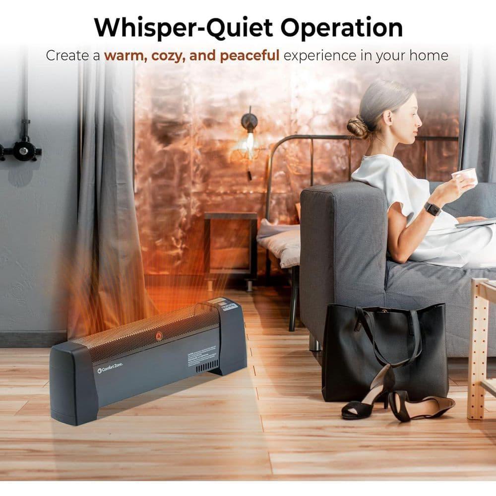 Comfort Zone Digital Baseboard Space Heater with Thermostat, Black