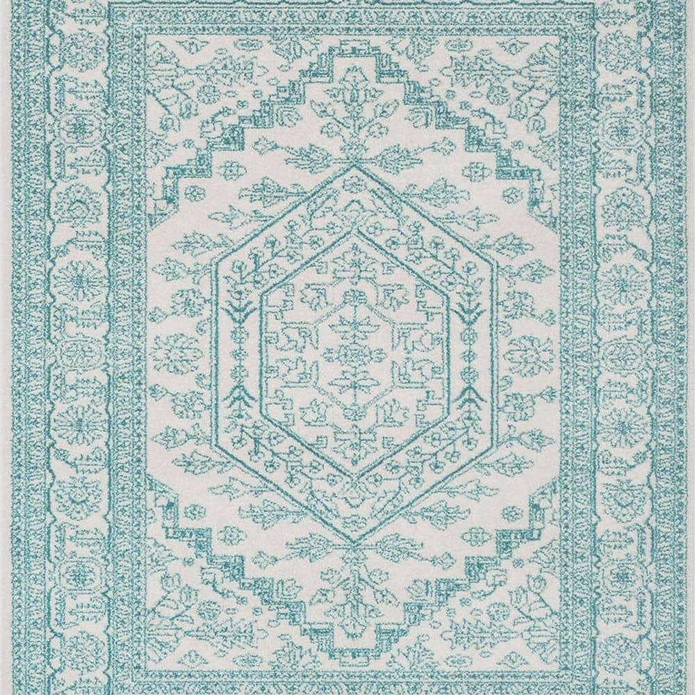 Adirondack ADR108 Power Loomed Area Rug - Ivory/Teal - 8'x10' - Safavieh.