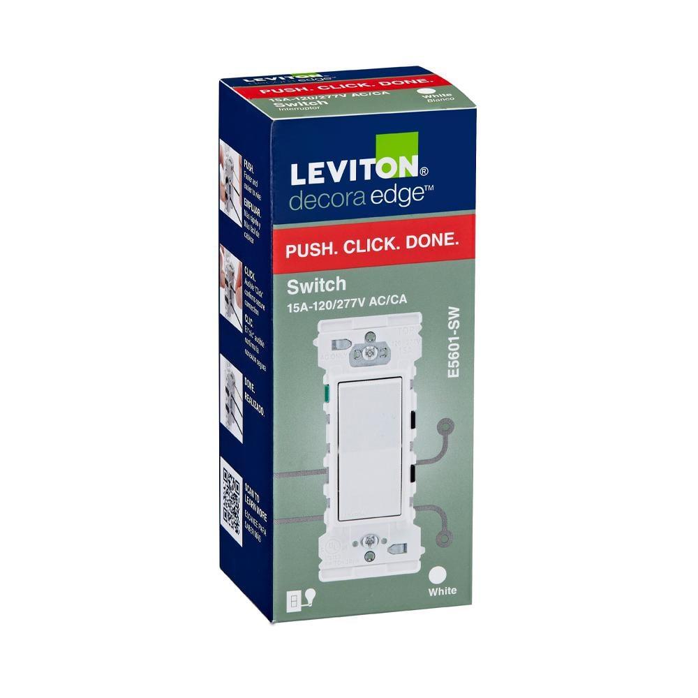 Leviton Decora Edge 15 Amp Single Pole Rocker Switch, White E5601