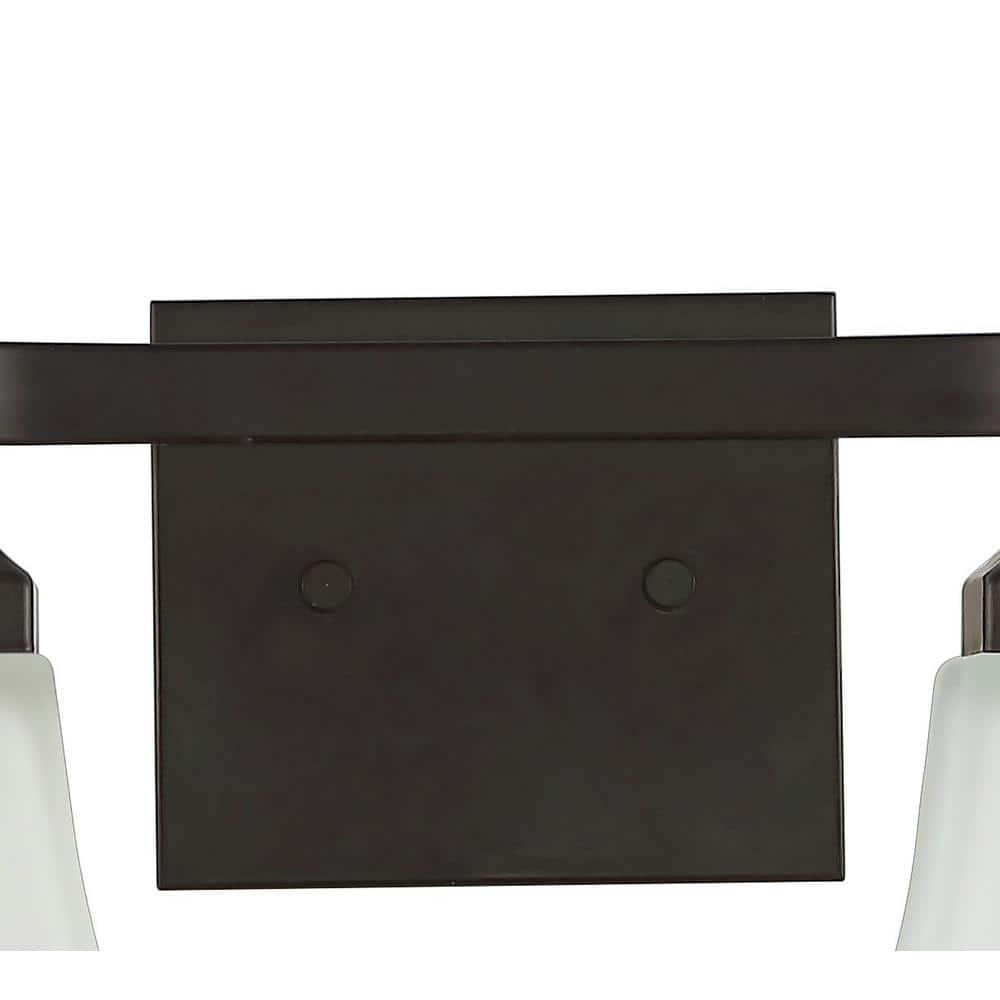 Staunton 15 in. 2-Light Iron/Glass Modern Cottage LED Vanity Light, Oil Rubbed Bronze