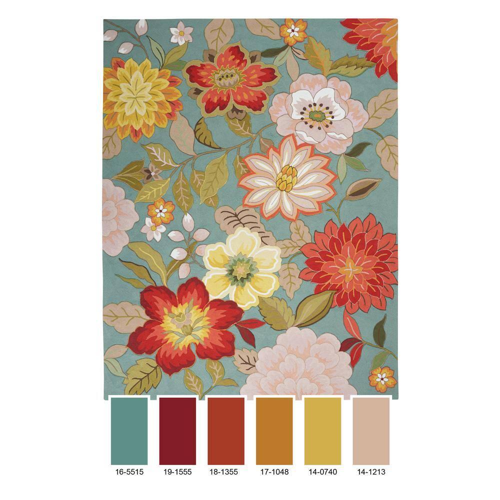 Nourison Fantasy FA18 Aqua Area Rug 5' x 7'6"