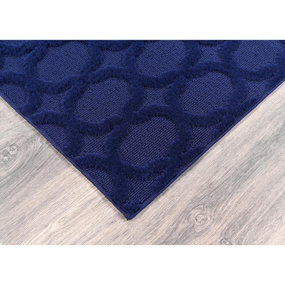 Garland Rug Garden Trellis Polypropylene Navy Square Indoor/Outdoor Area Rug, 6' x 6'