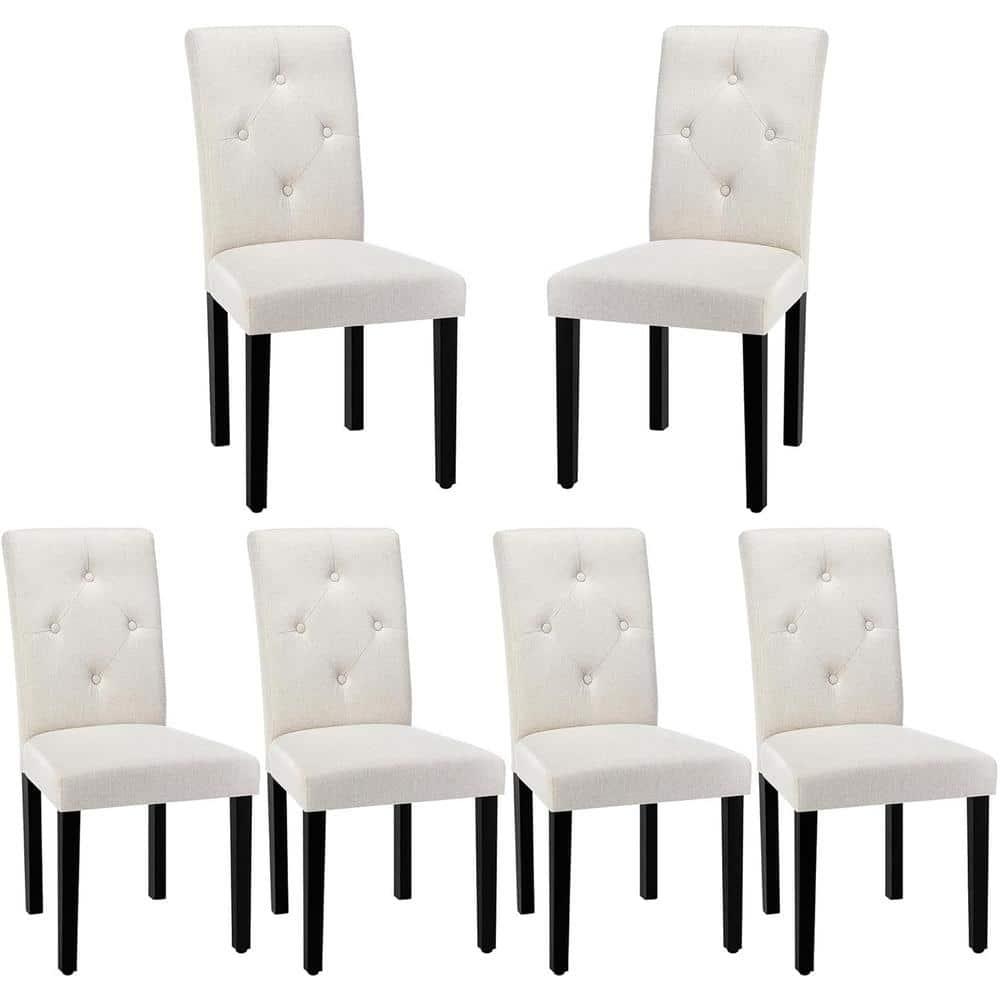Westice Dining Room Chairs Set of 6 Upholstered PU Leather Kitchen Chairs Dining Room Side Chair with Nailhead Trim and Rubber Wood Legs for Small Space Apartment, Brown
