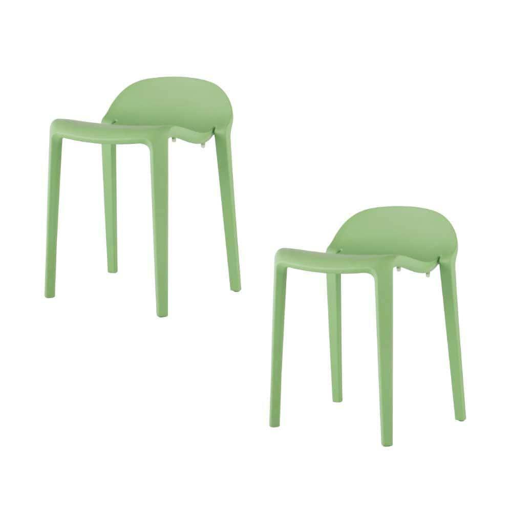 2pc Joyous Short Stools - Green - Lagoon: Resin Frame, Contoured Seat, No Assembly, UV & Weather-Resistant