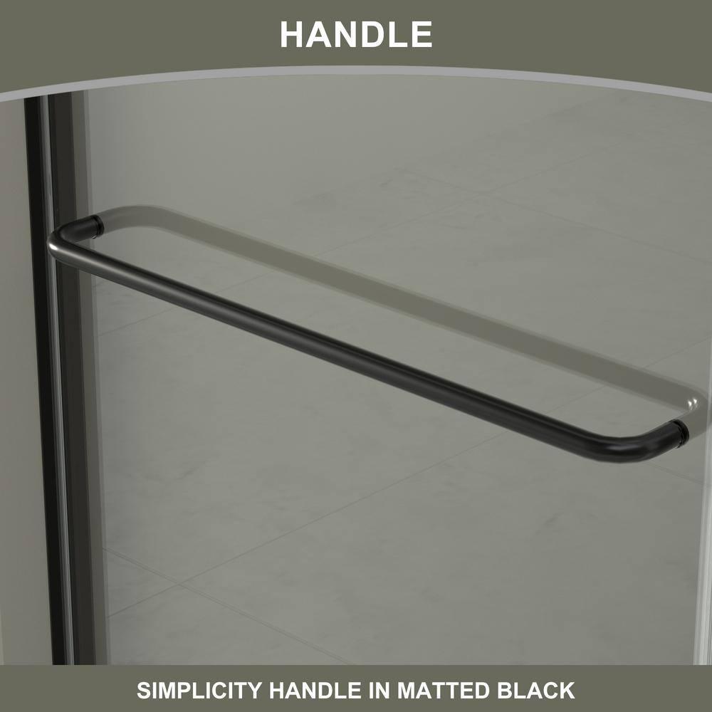 50-54" W x 72" H Semi-Frameless Sliding Glass Shower Door, Matte Black Finish Shower Door with 1/4'' (6mm) Clear SGCC Tempered Glass