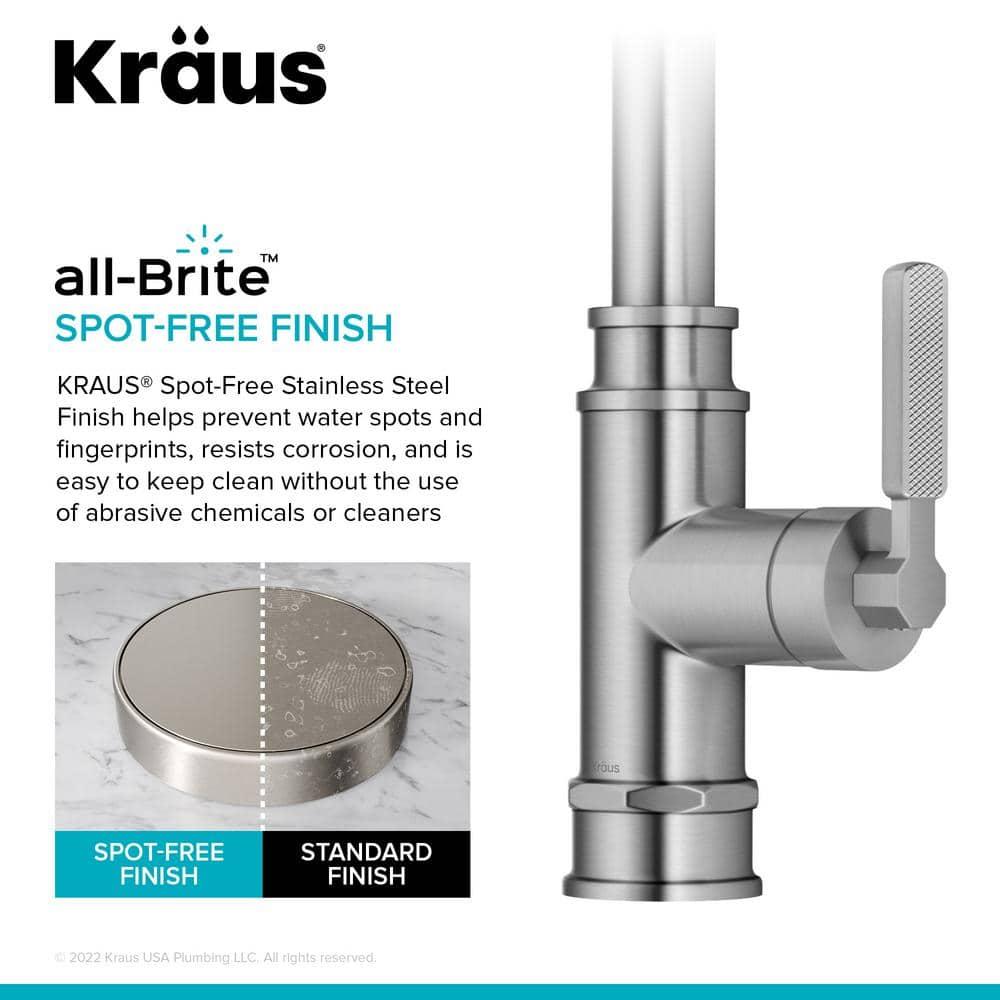 Allyn Transitional Industrial Pull-Down Single Handle Kitchen Faucet