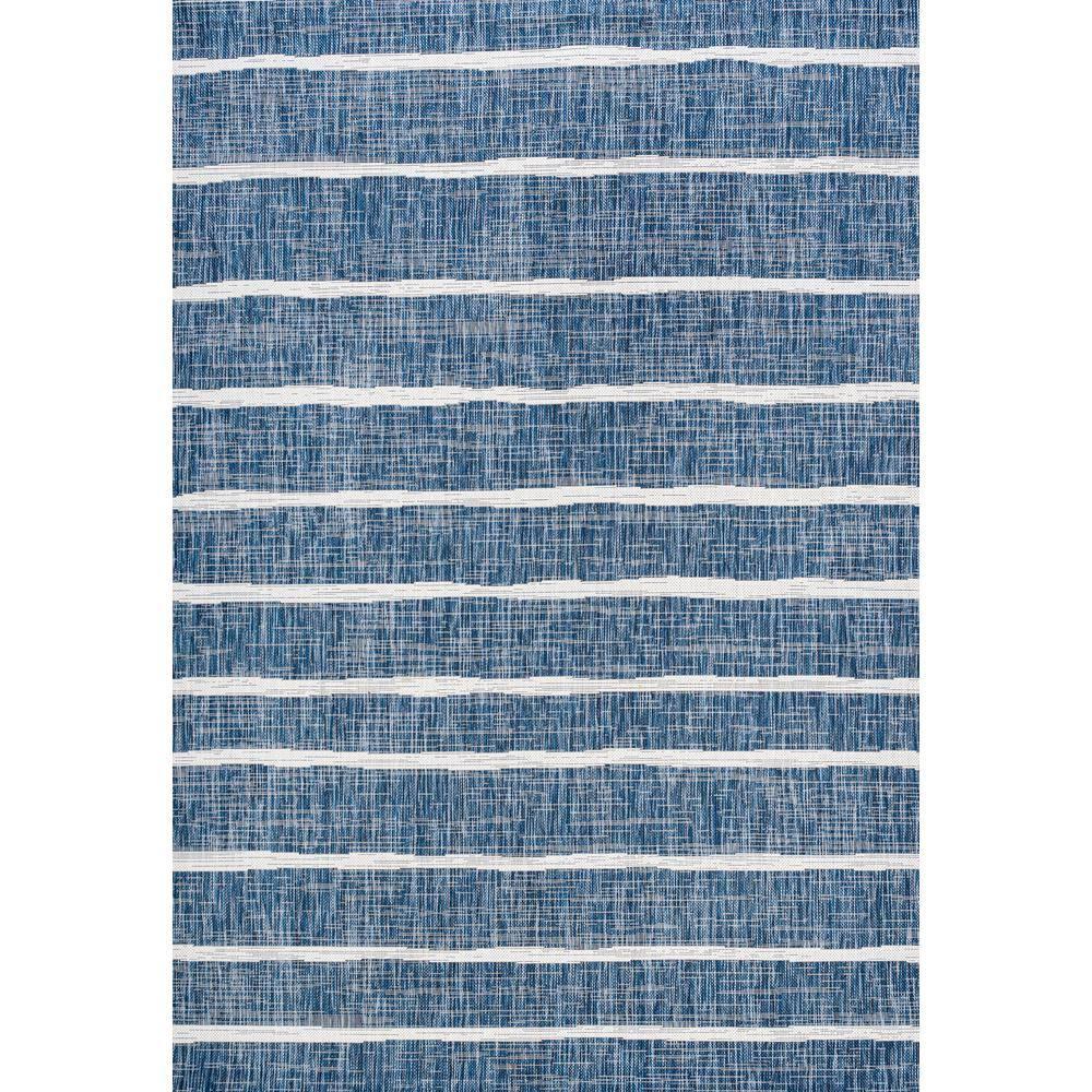3'x5' Colonia Berber Stripe Indoor/Outdoor Area Rug, Blue/Ivory - JONATHAN Y