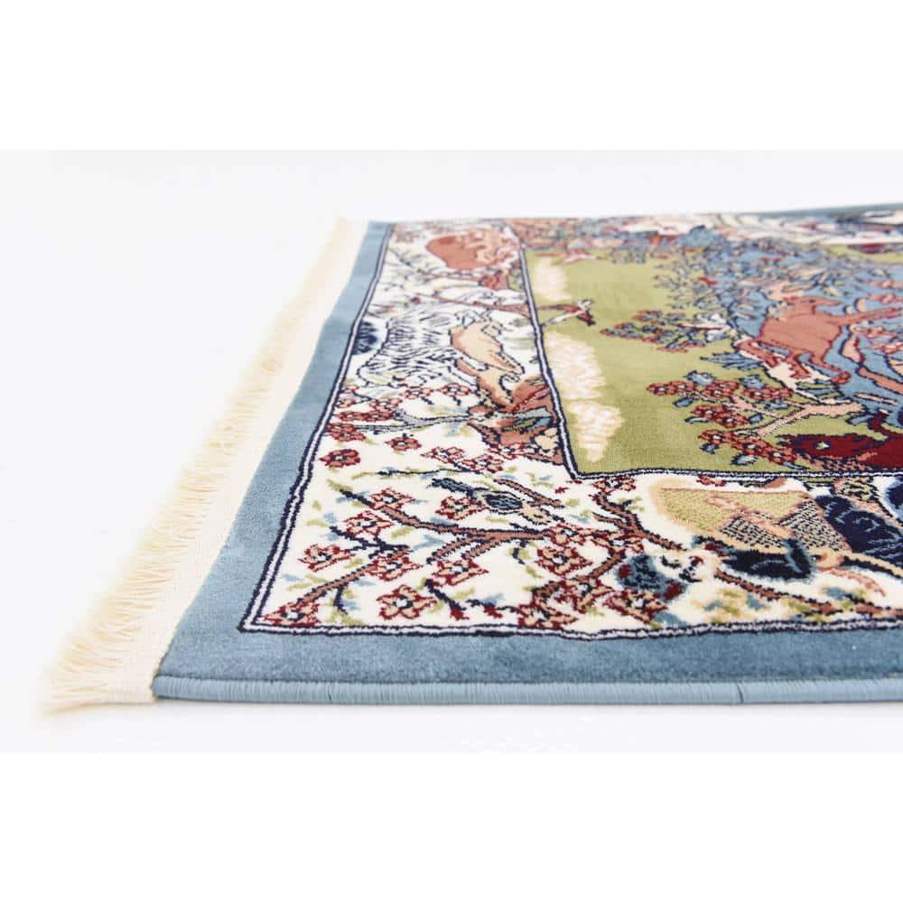 Unique Loom Narenj Birmingham Area Rug ,Blue ,3'x13'