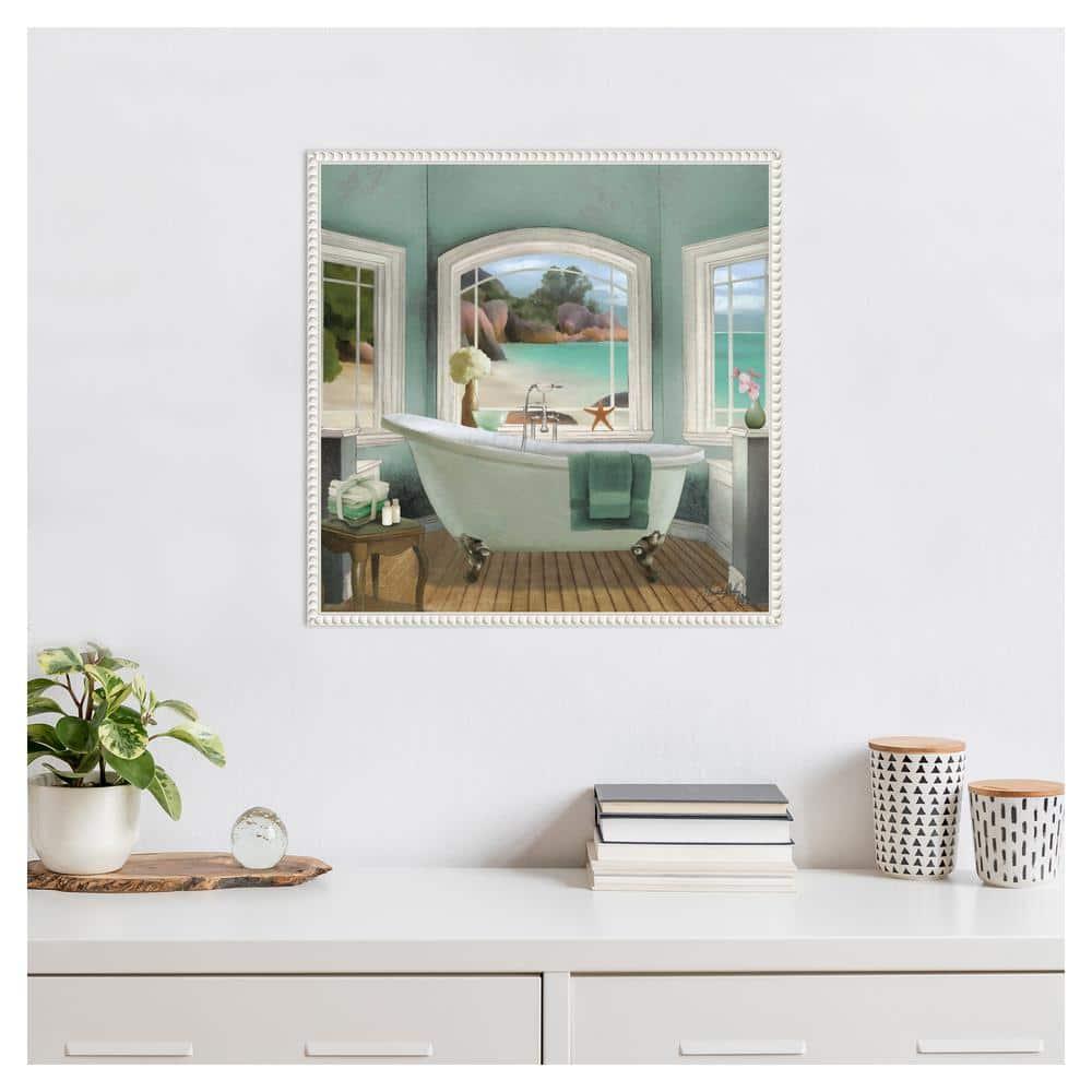 Amanti Art Oceanview Bath II by Elizabeth Medley Canvas Wall Art Print Framed 22 x 22-in.