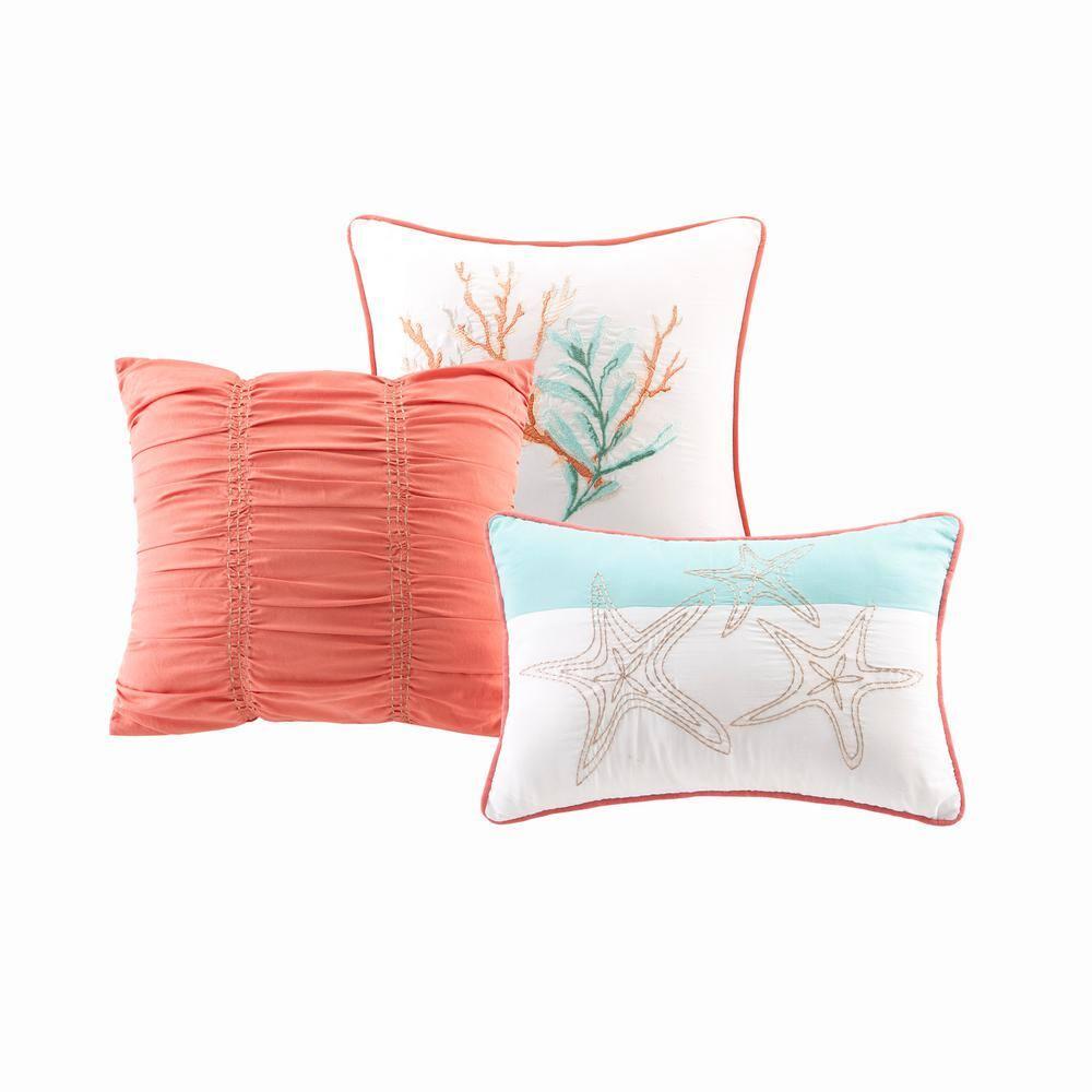 Pebble Beach Cotton Sateen 210 TC Reversible 6 Piece Quilt Set with Throw Pillows