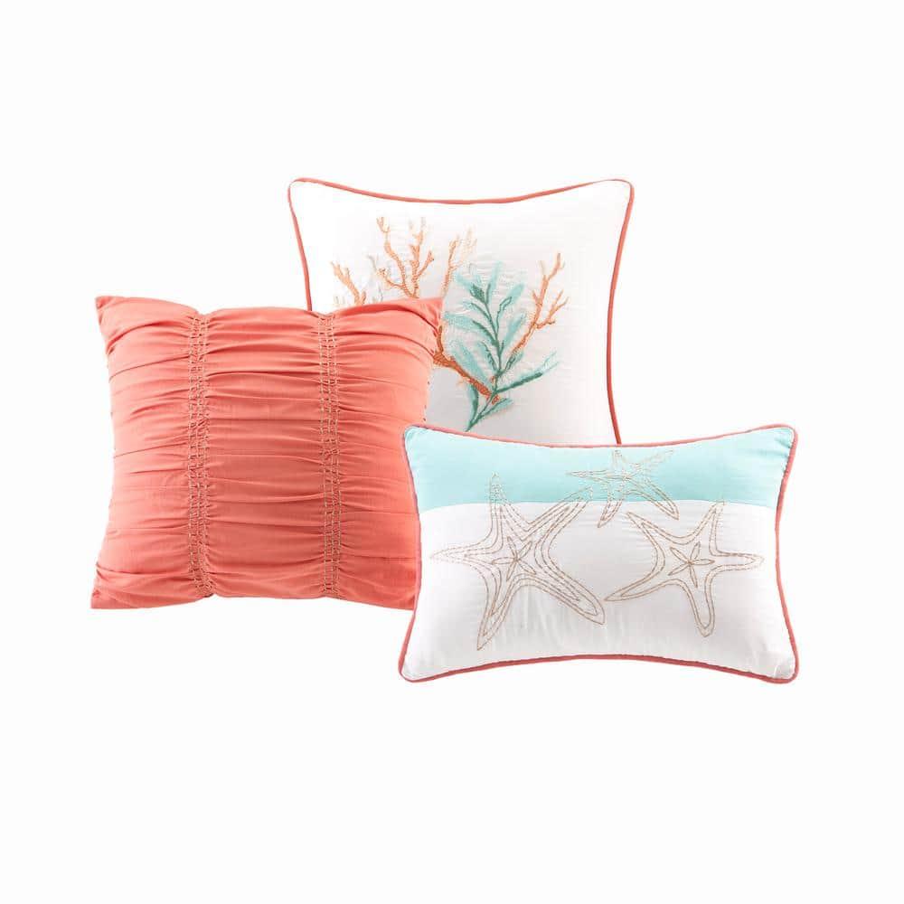 Madison Park Pebble Beach Cotton Sateen 210 TC Reversible 6 Piece Quilt Set with Throw Pillows