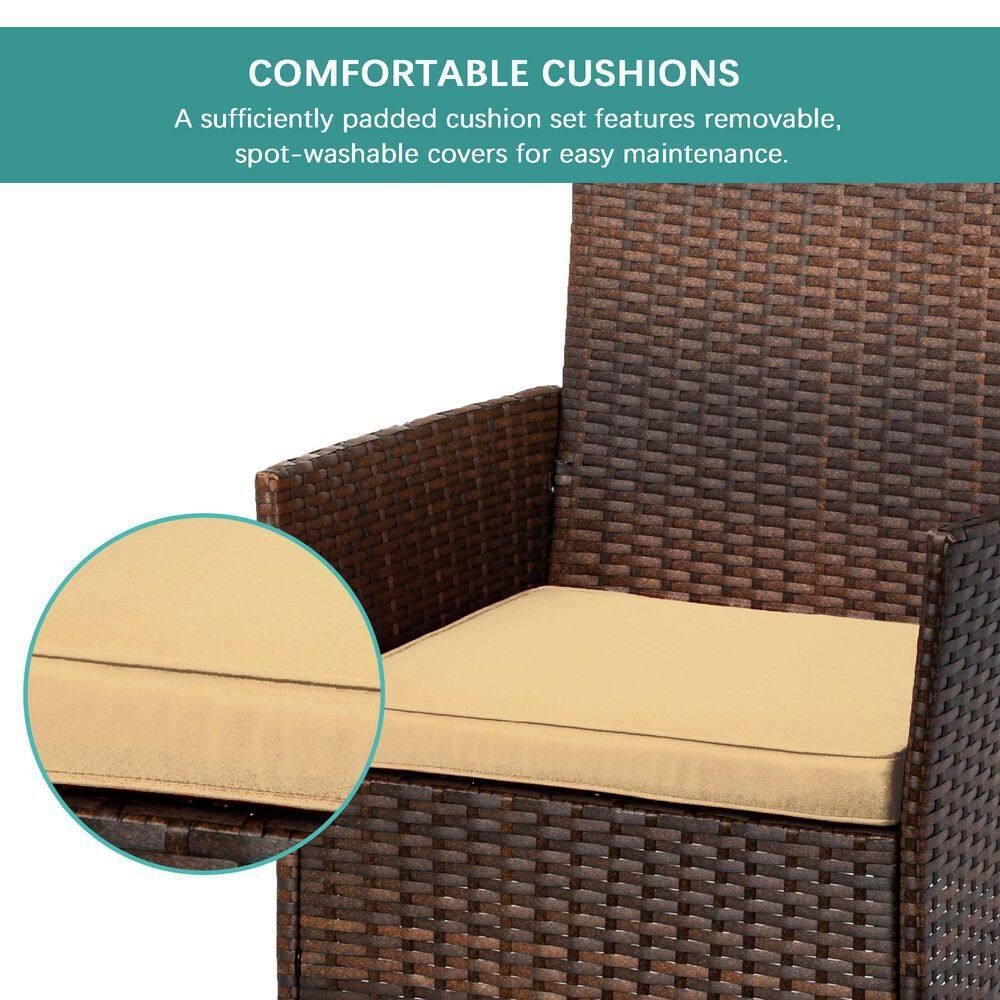 Best Choice Products 3-Piece Outdoor Wicker Conversation Patio Bistro Set, w/ 2 Chairs, Table - Brown/Tan