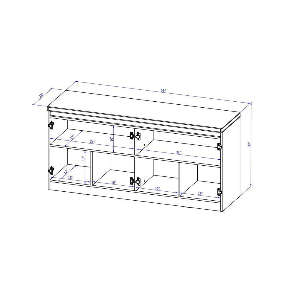 62.99" Viennese 6 Shelf Buffet Cabinet - Manhattan Comfort