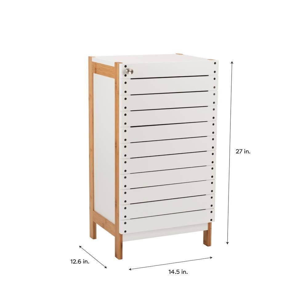 Deluxe Bamboo Floor Cabinet with Accent Slats Brown/White - Organize It All