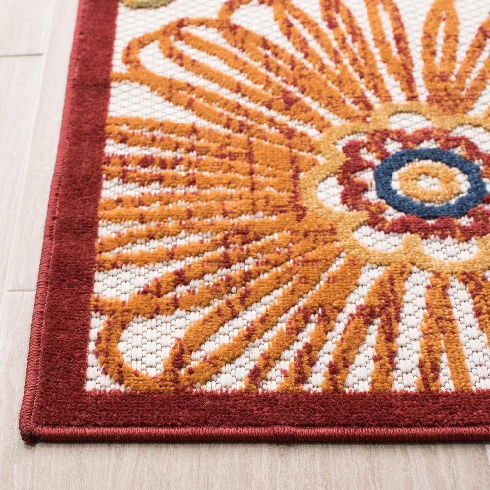 Cabana CBN801 Power Loomed Indoor/Outdoor Area Rug - Creme/Red - 8'x10' - Safavieh.