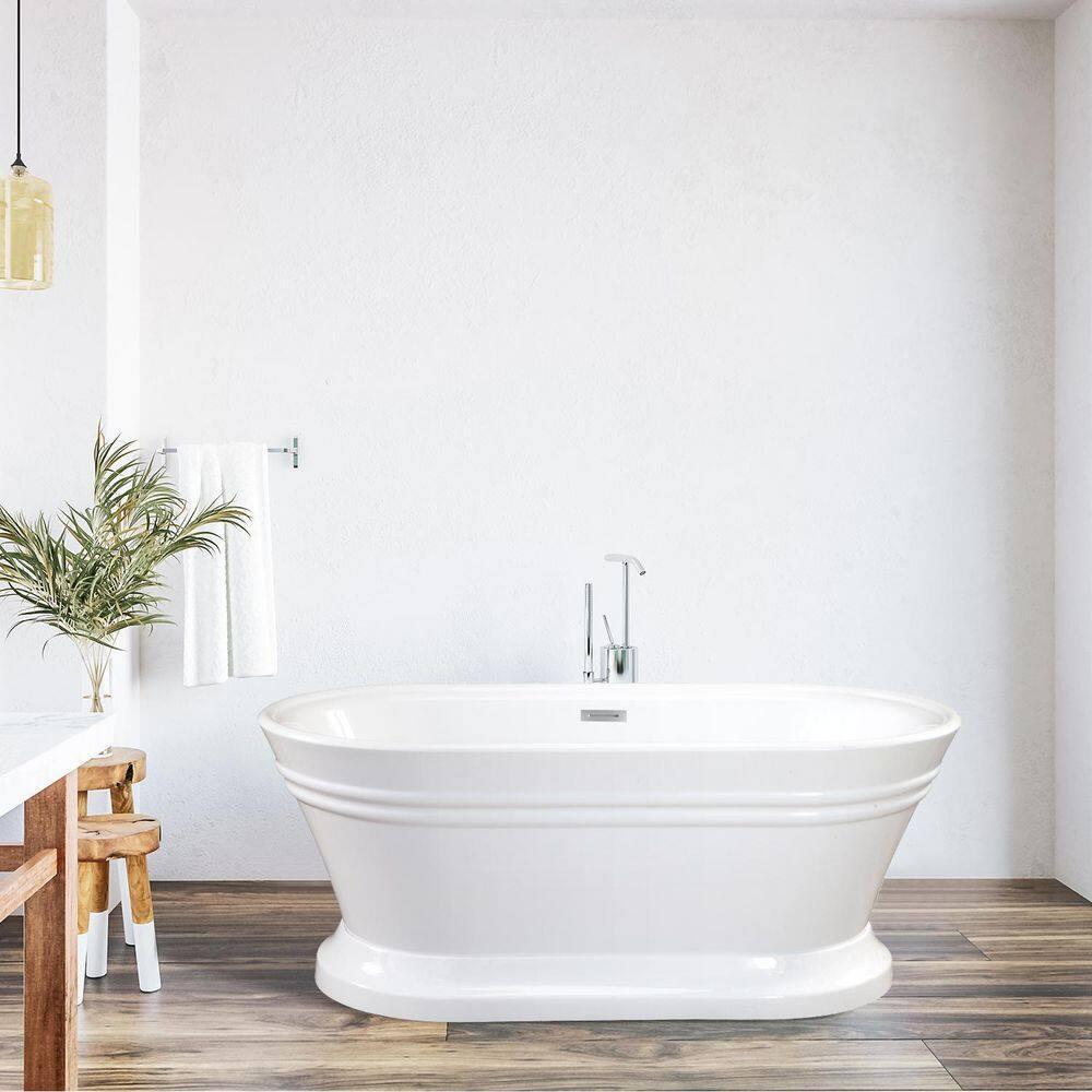 Solace 59.1'' x 29.5'' Freestanding Soaking Acrylic Bathtub