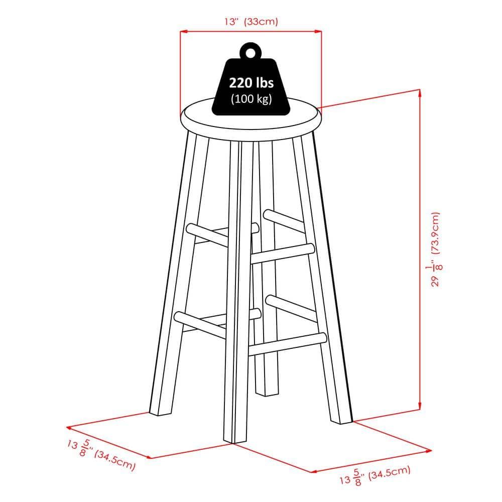 29" Ivy Barstool - Green - Winsome: Round Wooden Stool, Fixed Height, Spot Clean, No Assembly Required