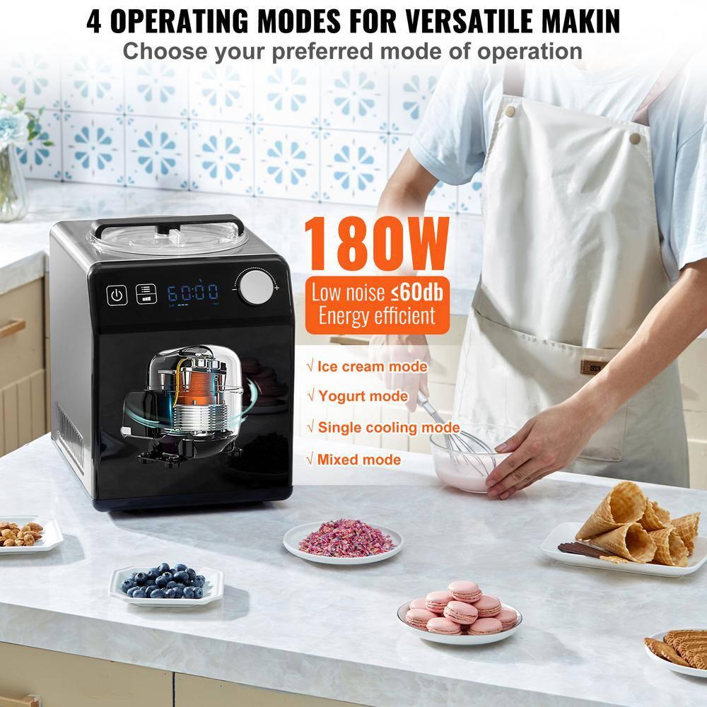 VEVOR 2 Quart Automatic Ice Cream Machine Electric Yogurt Gelato Make Black | Wayfair