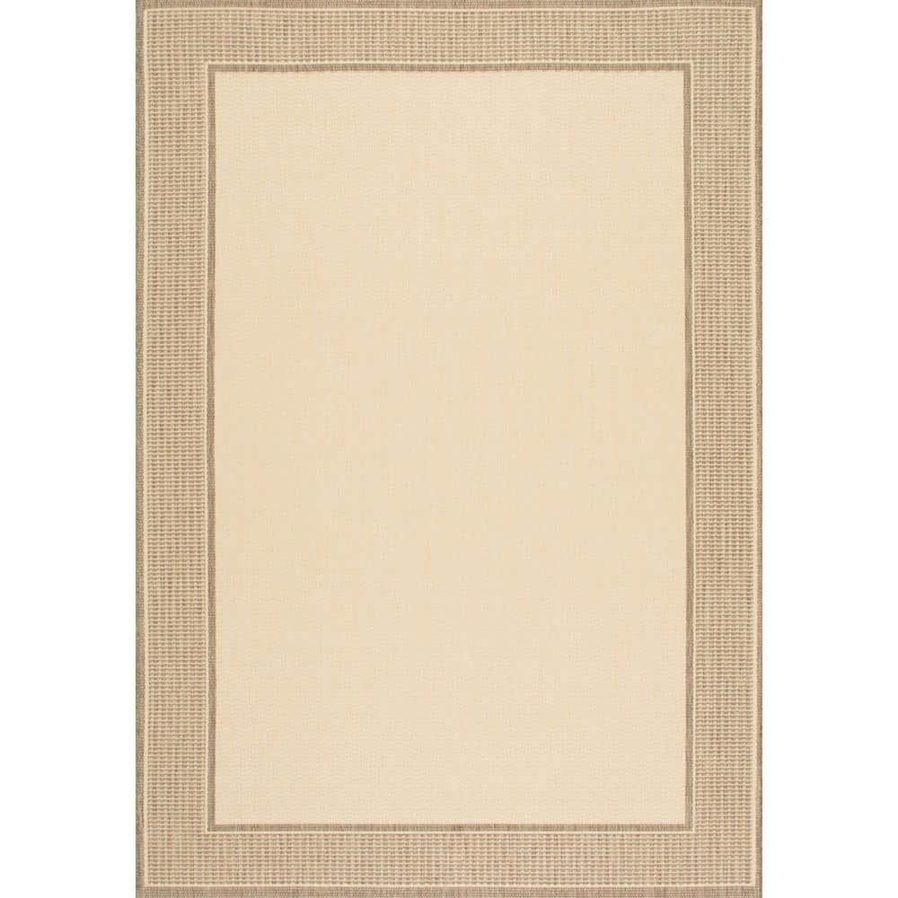 Nuloom Gris Bordered 3x5 Indoor/Outdoor Accent Rug for Living Room Patio Deck Front Porch Entryway Kitchen, Beige/Tan
