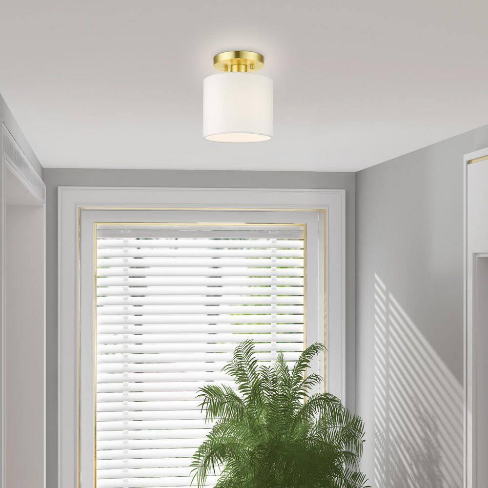 Livex Lighting Meridian 1 - Light Semi-Flush Mount in  Satin Brass
