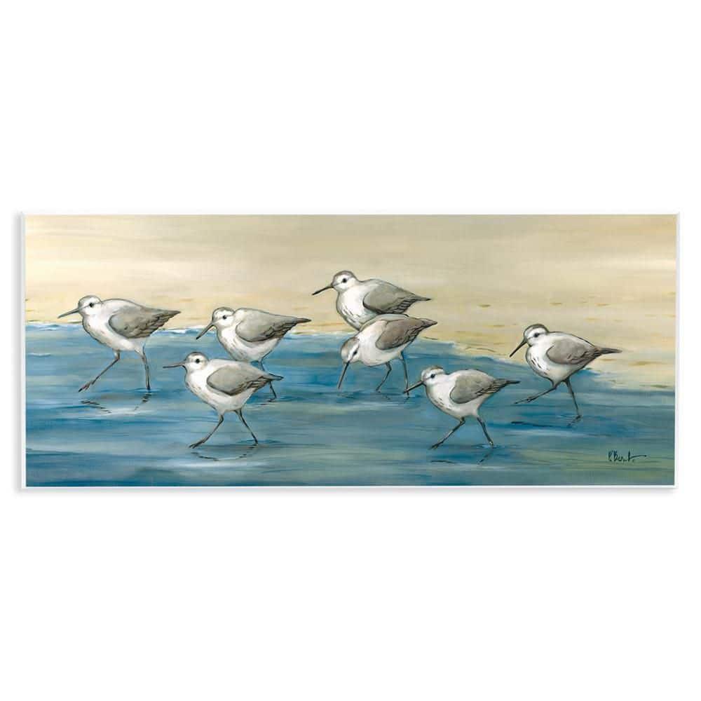 Stupell Industries Sandpiper Bird Flock Beach Shoreline Painting Unframed Art Print Wall Art, Design by Paul Brent